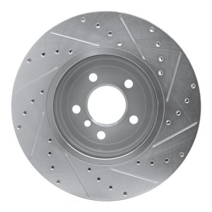 BMW 535D xDrive Brake Rotor (1) - Front Left - R1 Concepts - Drilled & Slotted - Silver - `11-`19